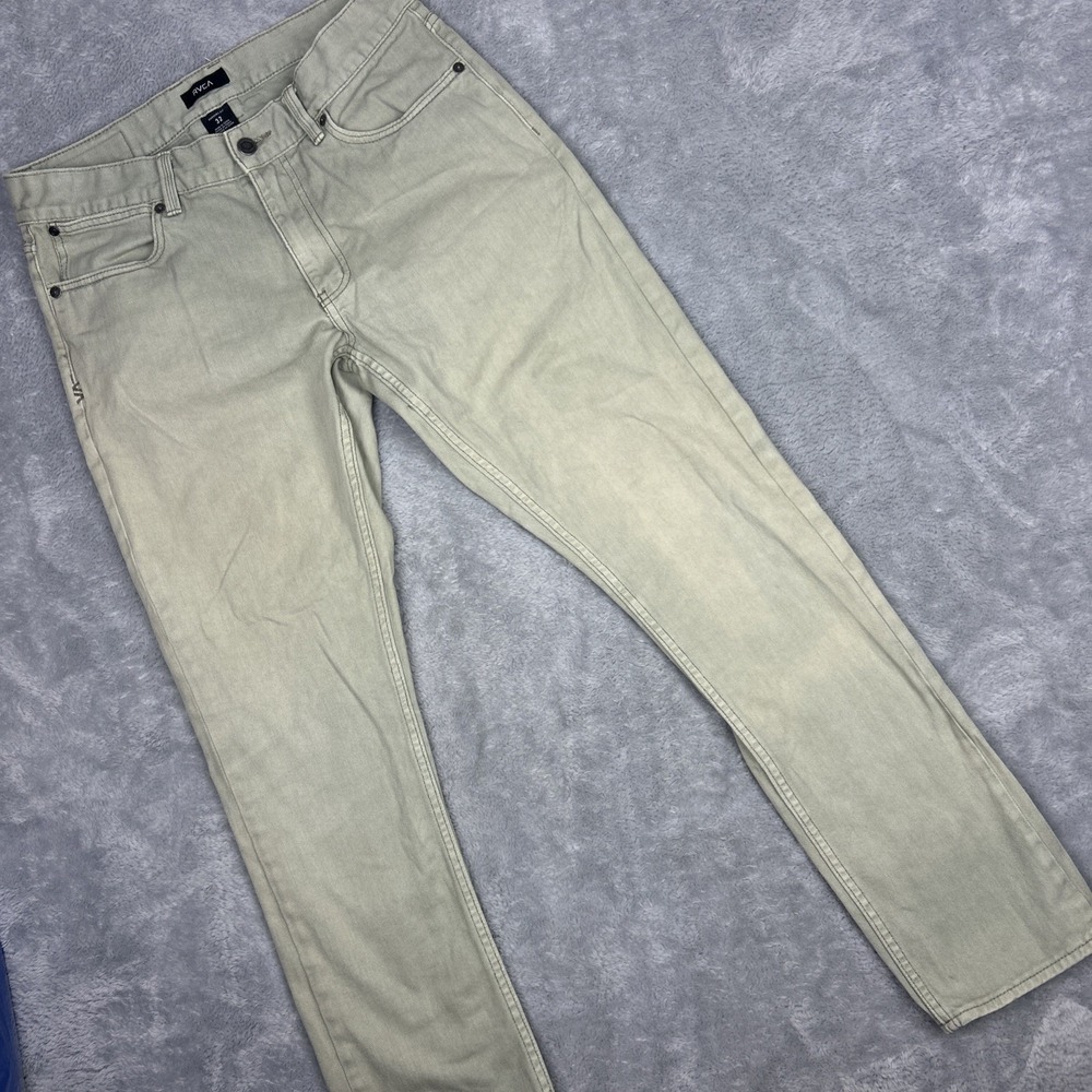 RVCA Jeans Mens Daggers Fit 32 Green‎ Slim Straight Leg